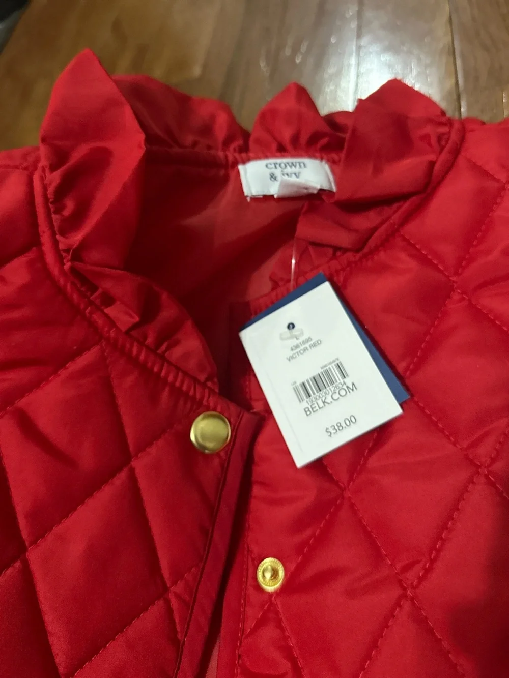 Crown & Ivy Kids Quilted Red Vest with Gold Buttons NWT- Size Large